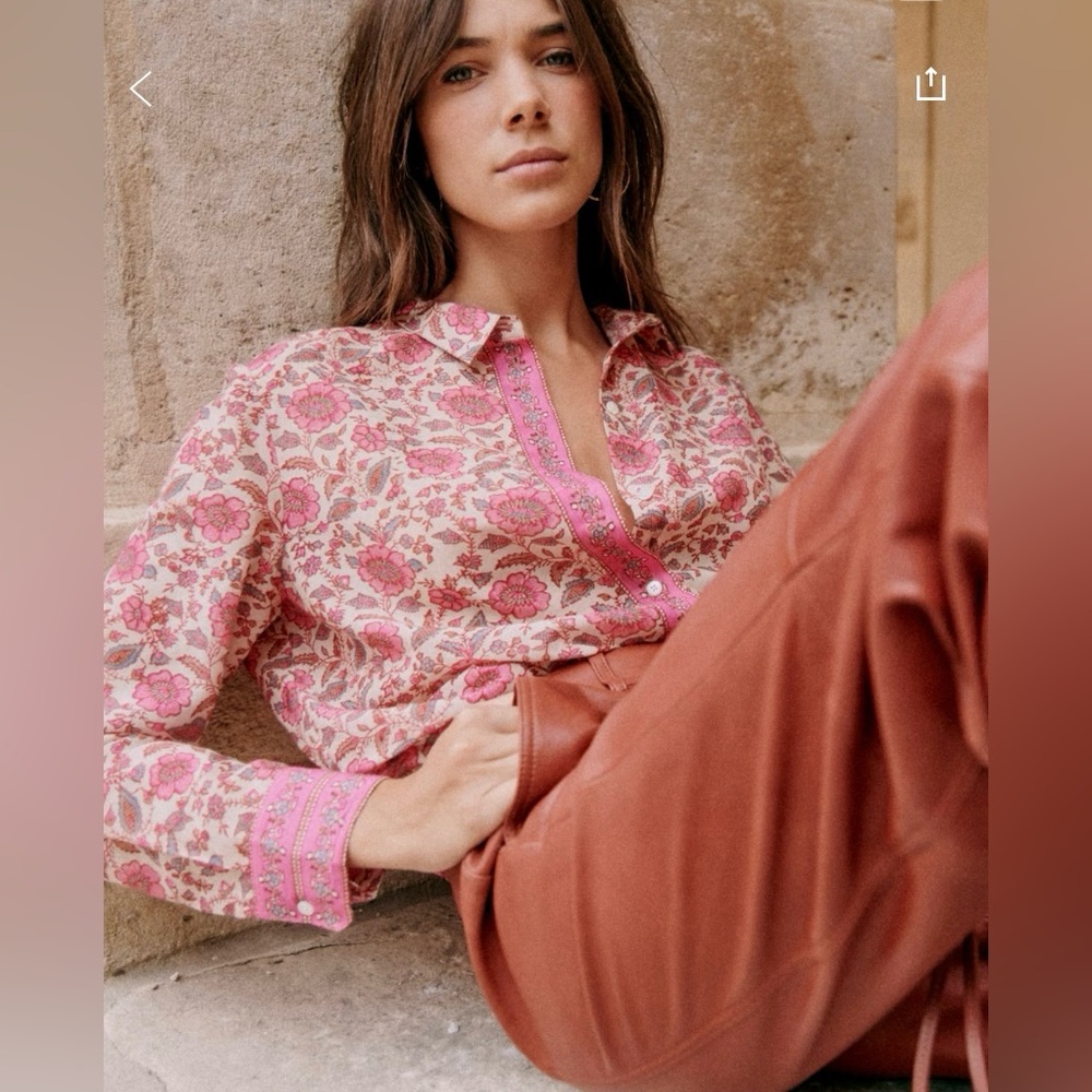 Sézane Pierro Shirt- Pink Flowers